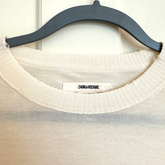 Zadig Voltaire Miss Camo Skull Ivory Merino Wool Sweater Size Large NWOT - Picture 7 of 16